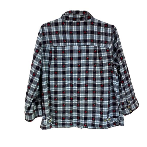 Christopher & Banks Plaid Teacher's Apple Button Down Top Size Large - Picture 2 of 9